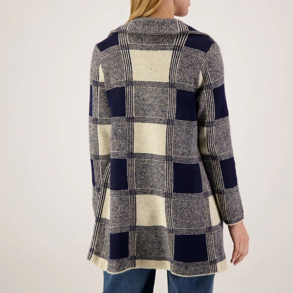 One World Blue Plaid Coatigan Sweater XL - Picture 2 of 7
